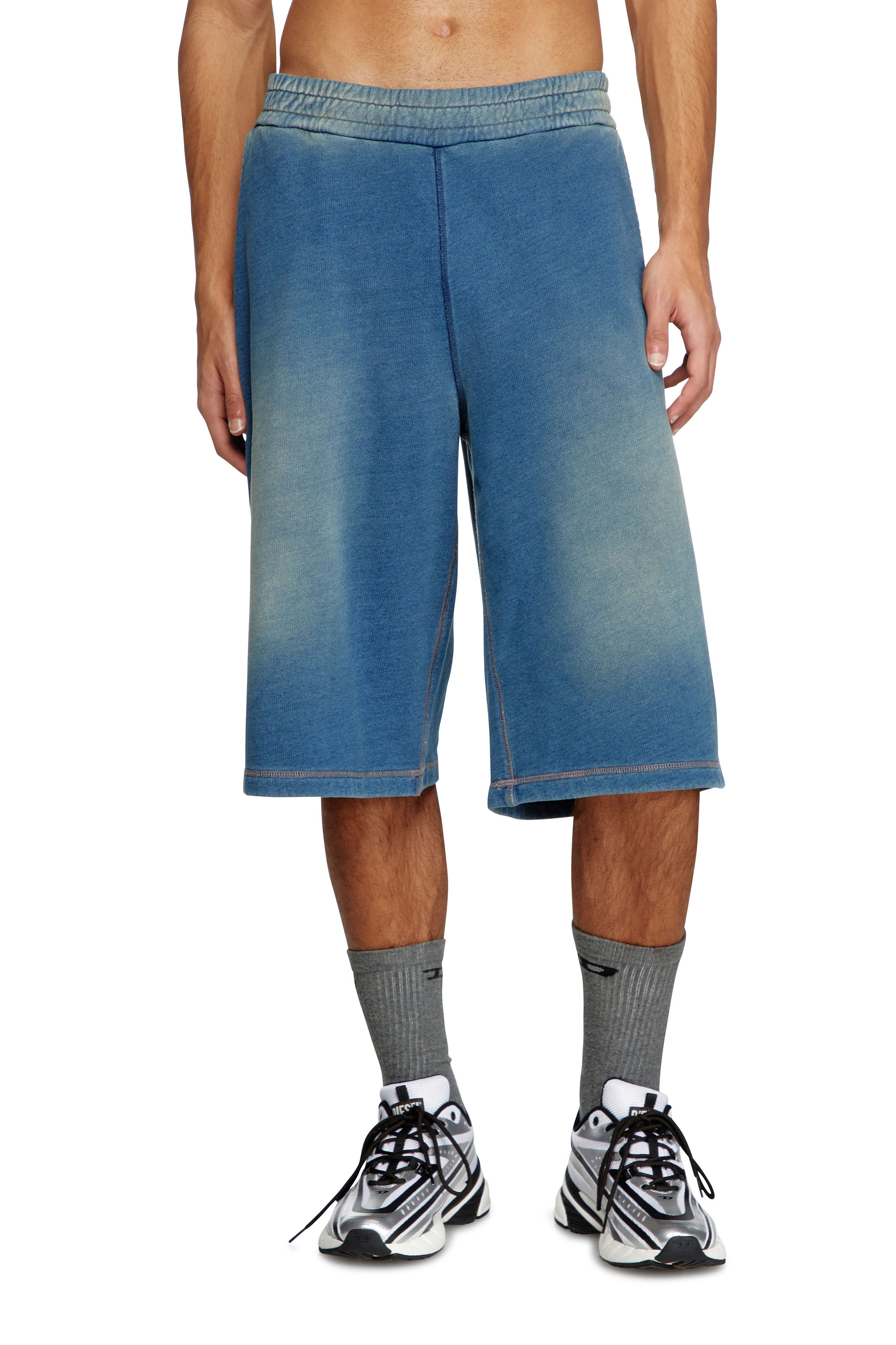 Diesel - P-CERCHIO, Male's Faded indigo sweat shorts in ブルー - 1