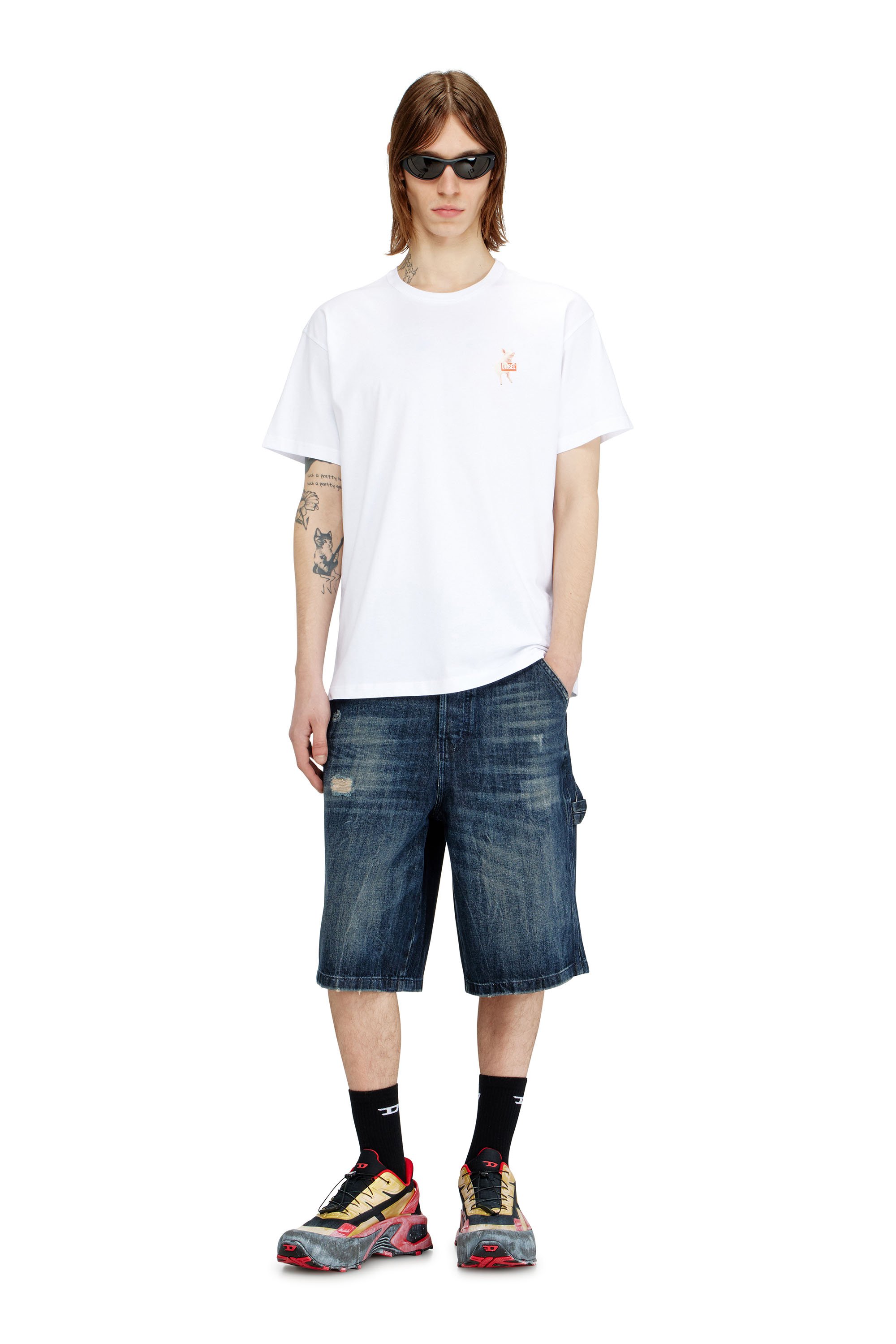 Diesel - T-NORM-V4, Male's T-shirt with pig and logo print in null - 2