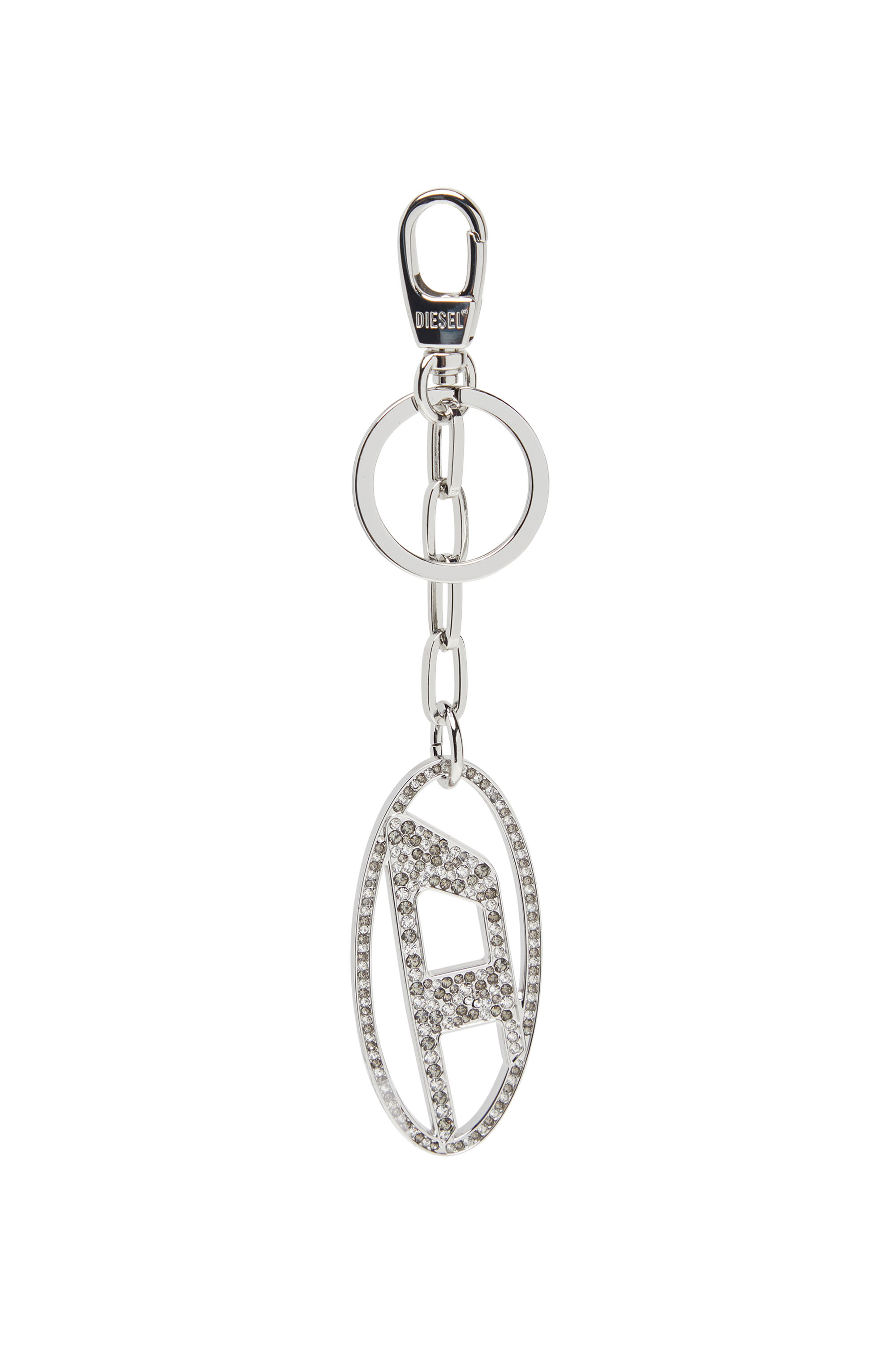 Diesel - HOLY-C, Female's Metal Oval D keyring with crystals in シルバー - 1