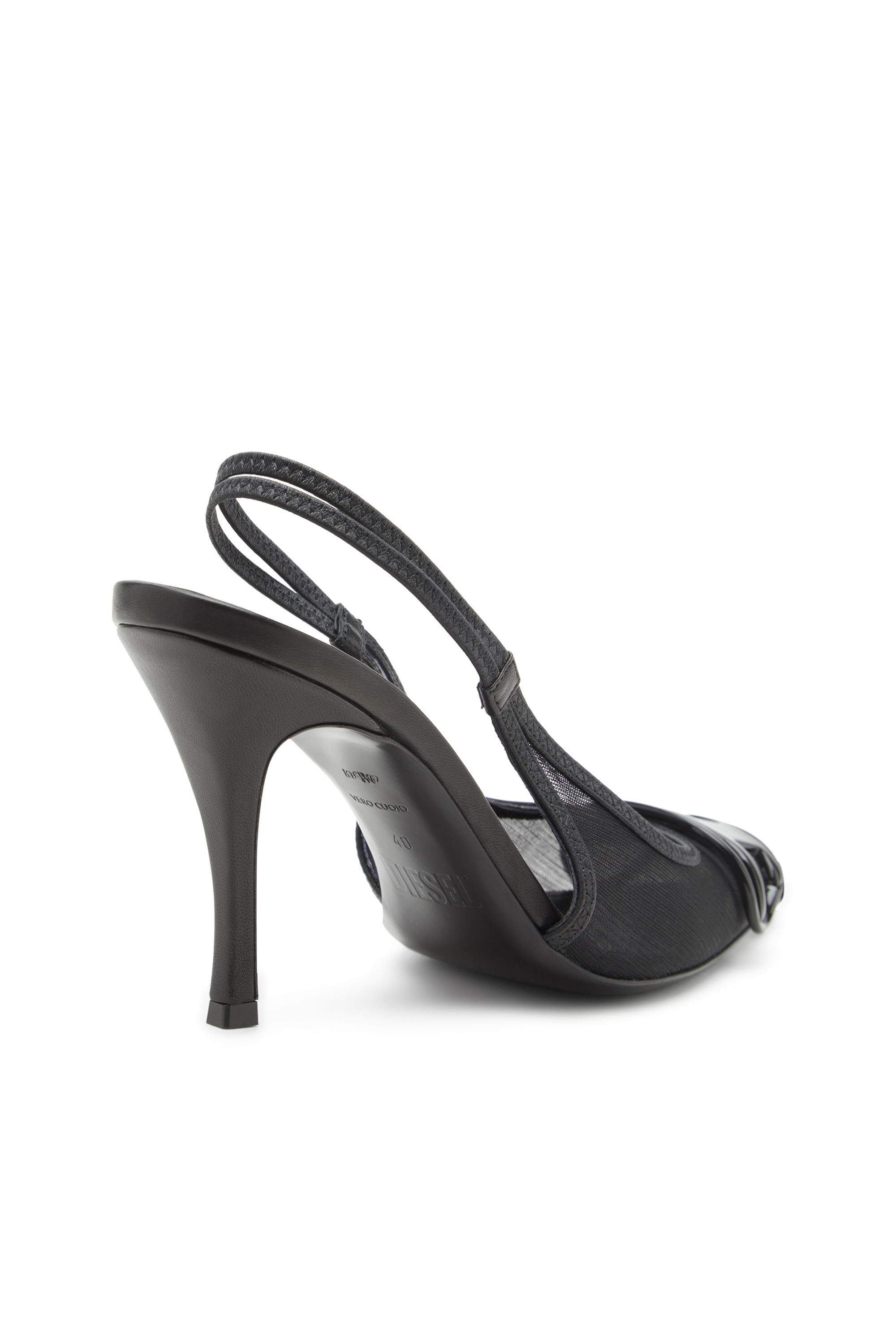 Diesel - D-VENUS SB, Female's D-Venus-Slingback pumps in leather-trimmed mesh in ブラック - 6