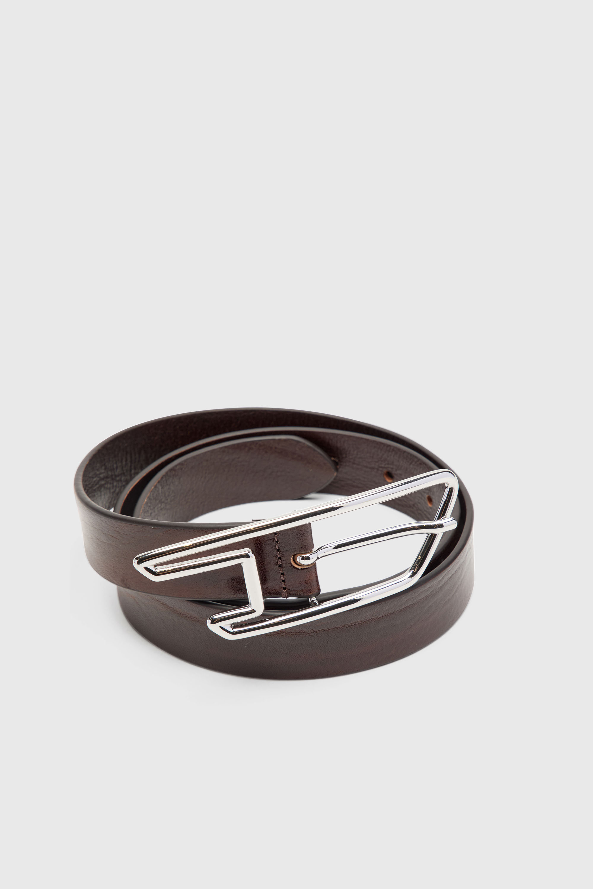 Diesel - B-D LINE 30, Unisex's 3cm waxed-leather belt with D buckle in ブラウン - 2