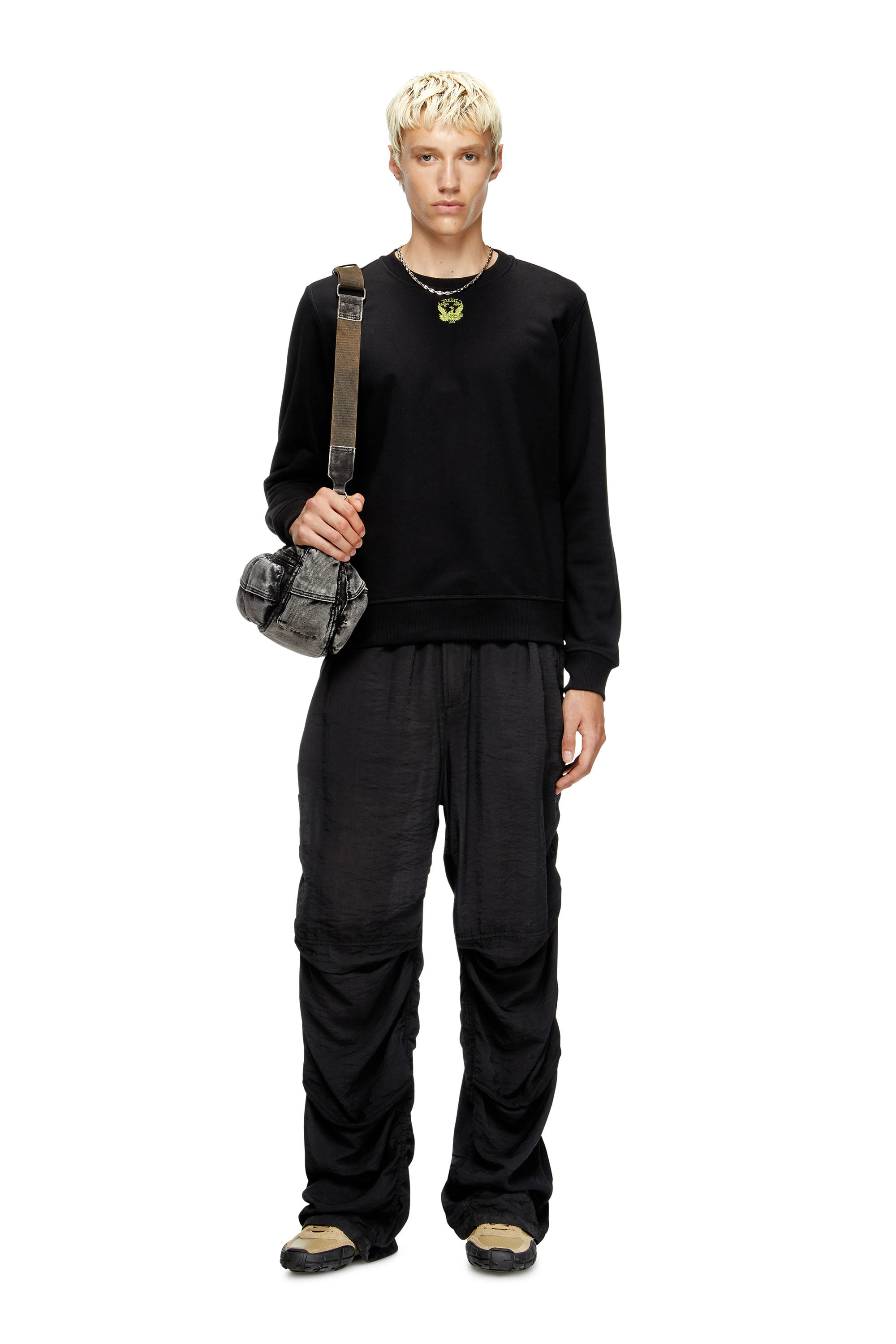 Diesel - S-GINN-T1, Male's Sweatshirt with embroidered phoenix in ブラック - 2