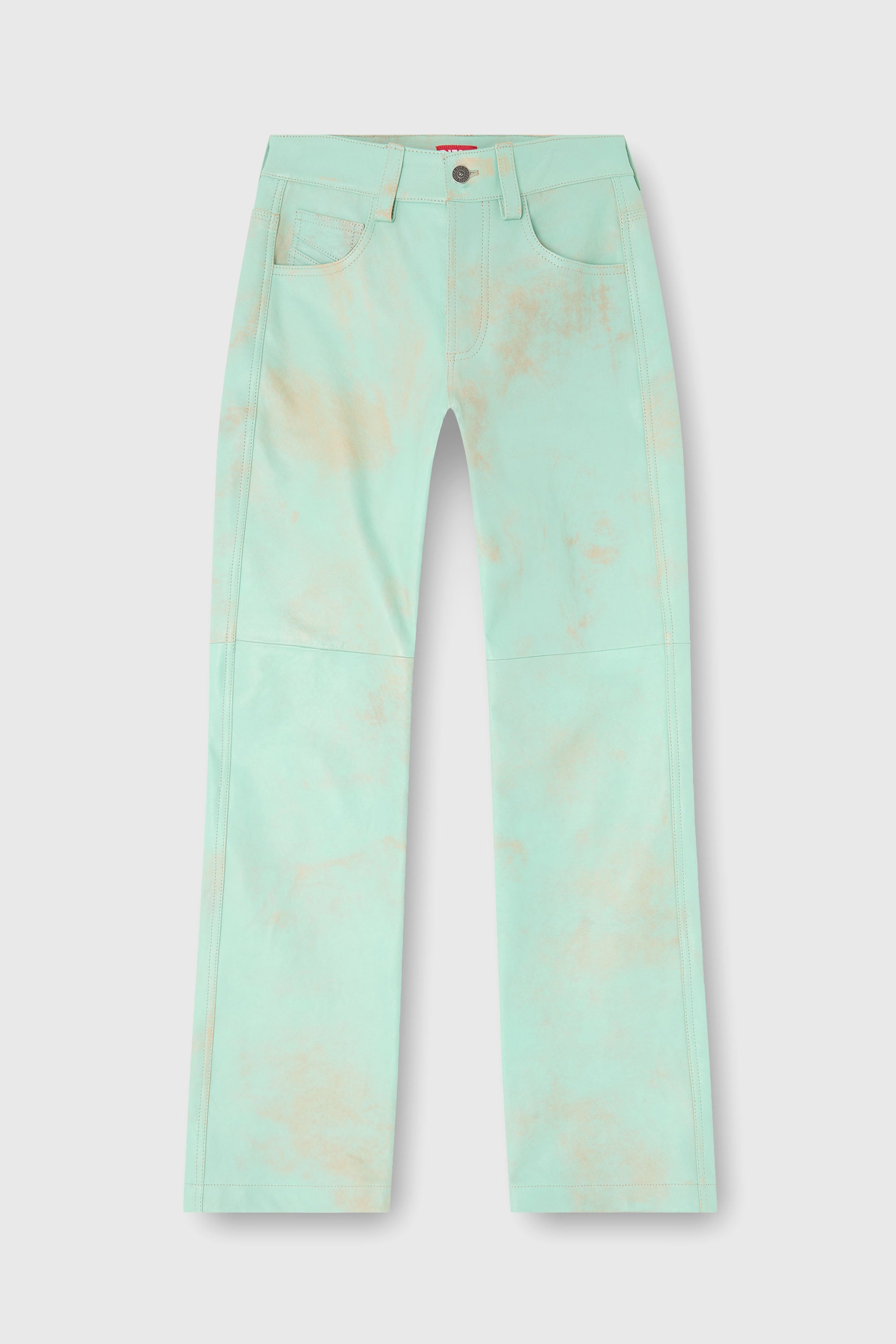 Diesel - L-POCKA, Female's Pants in treated leather in ウォーターグリーン - 2