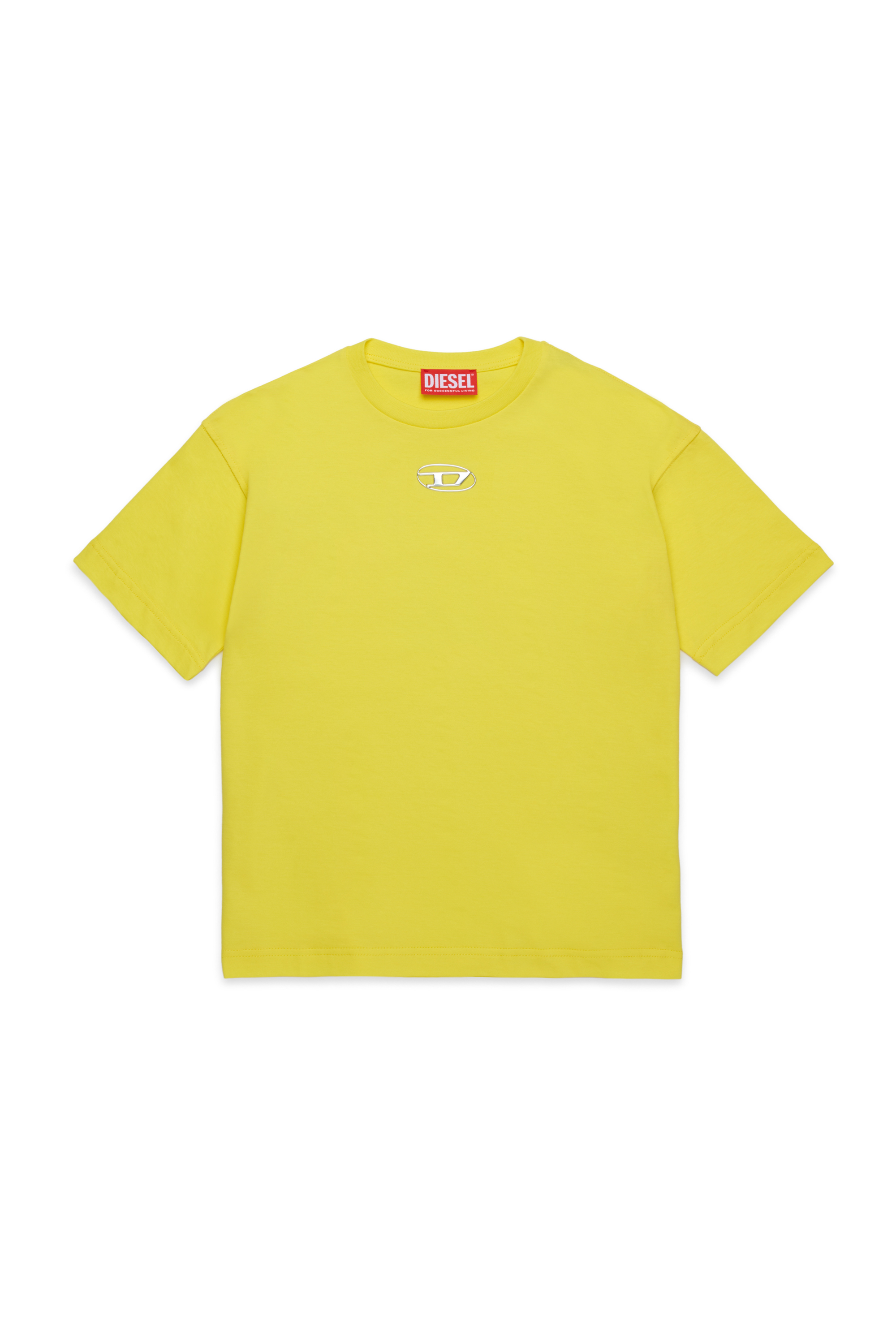 Diesel - TMARCUS OVER, Male's T-shirt with metallic Oval D in Yellow - 1