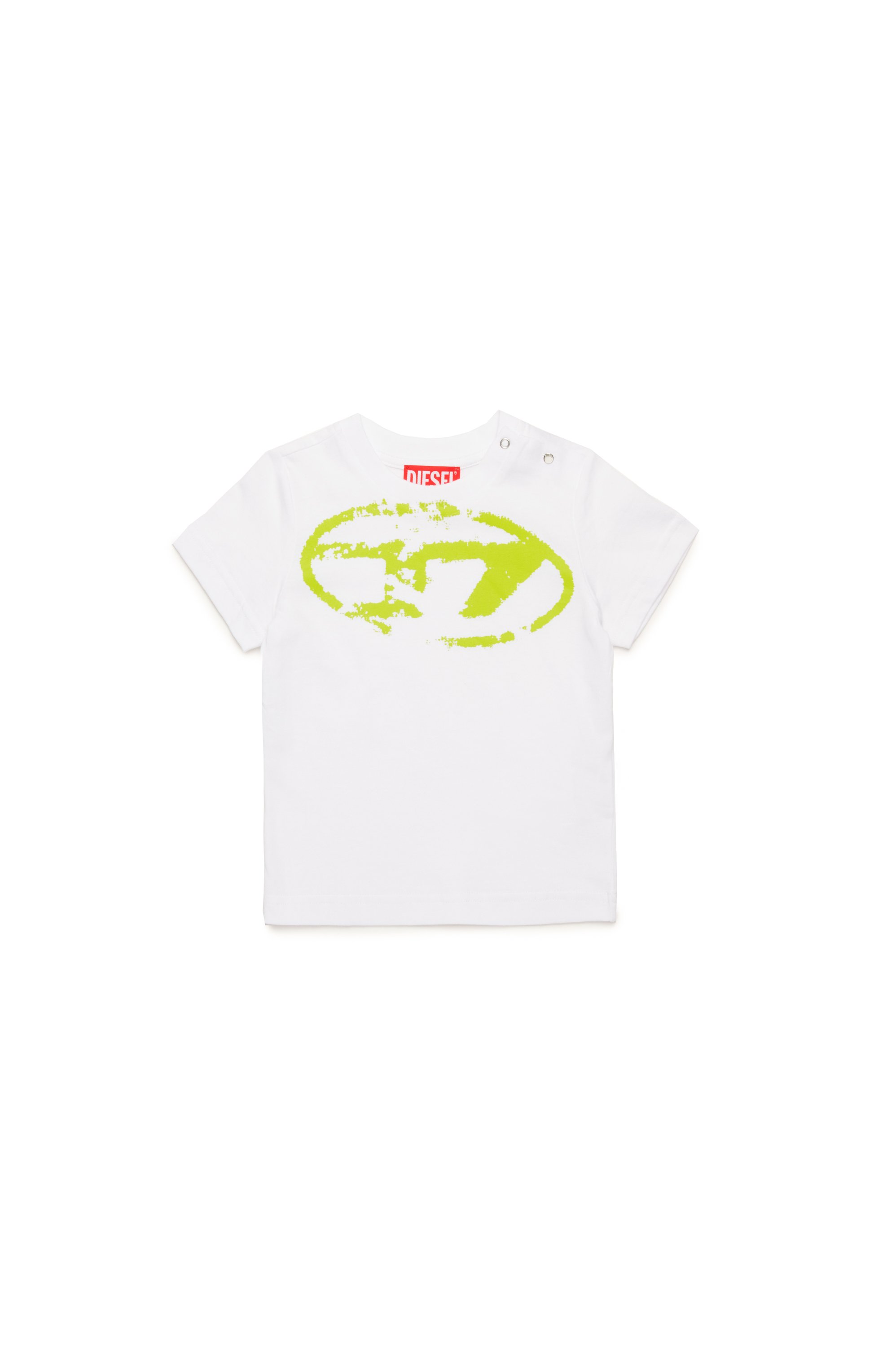 Diesel - TBOXTN14B, Unisex's T-shirt with distressed Oval D logo in ホワイト - 1