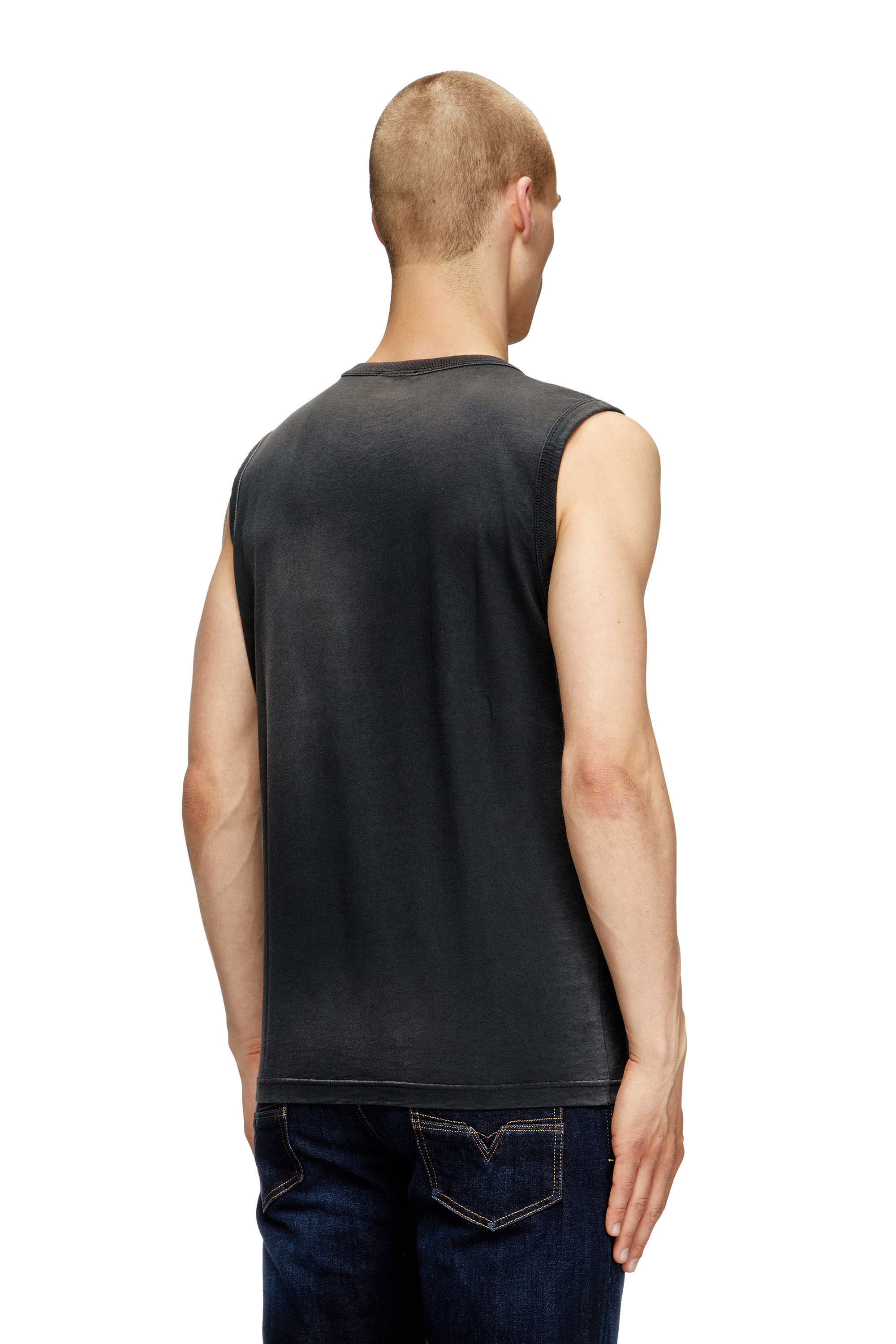 Diesel - T-BRICO, Male's Faded tank top with puffy Oval D in ブラック - 4