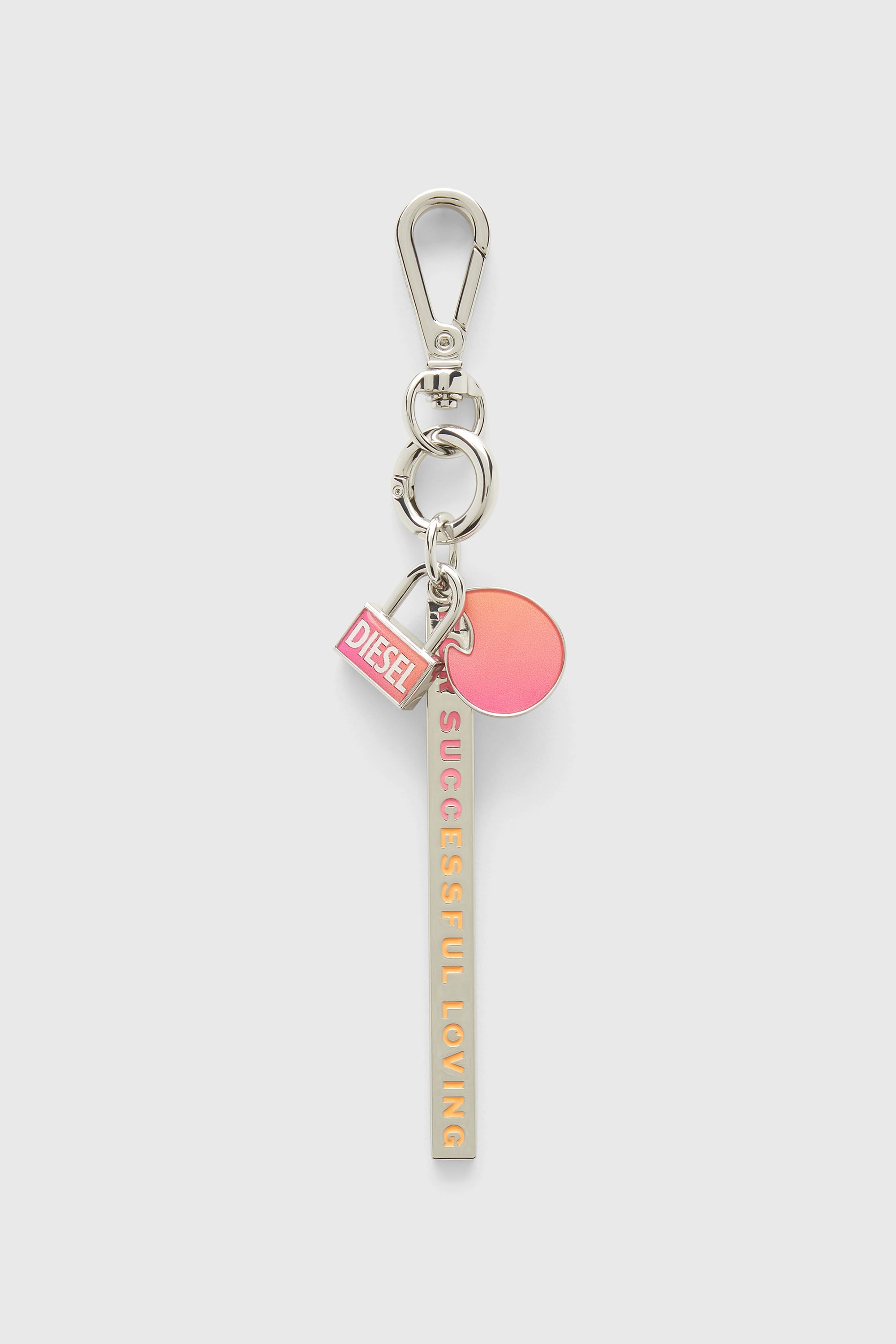 Diesel - TINDER CHARM, Unisex's Degrad&eacute; metal keyring in シルバー/ピンク / ホワイト - 1