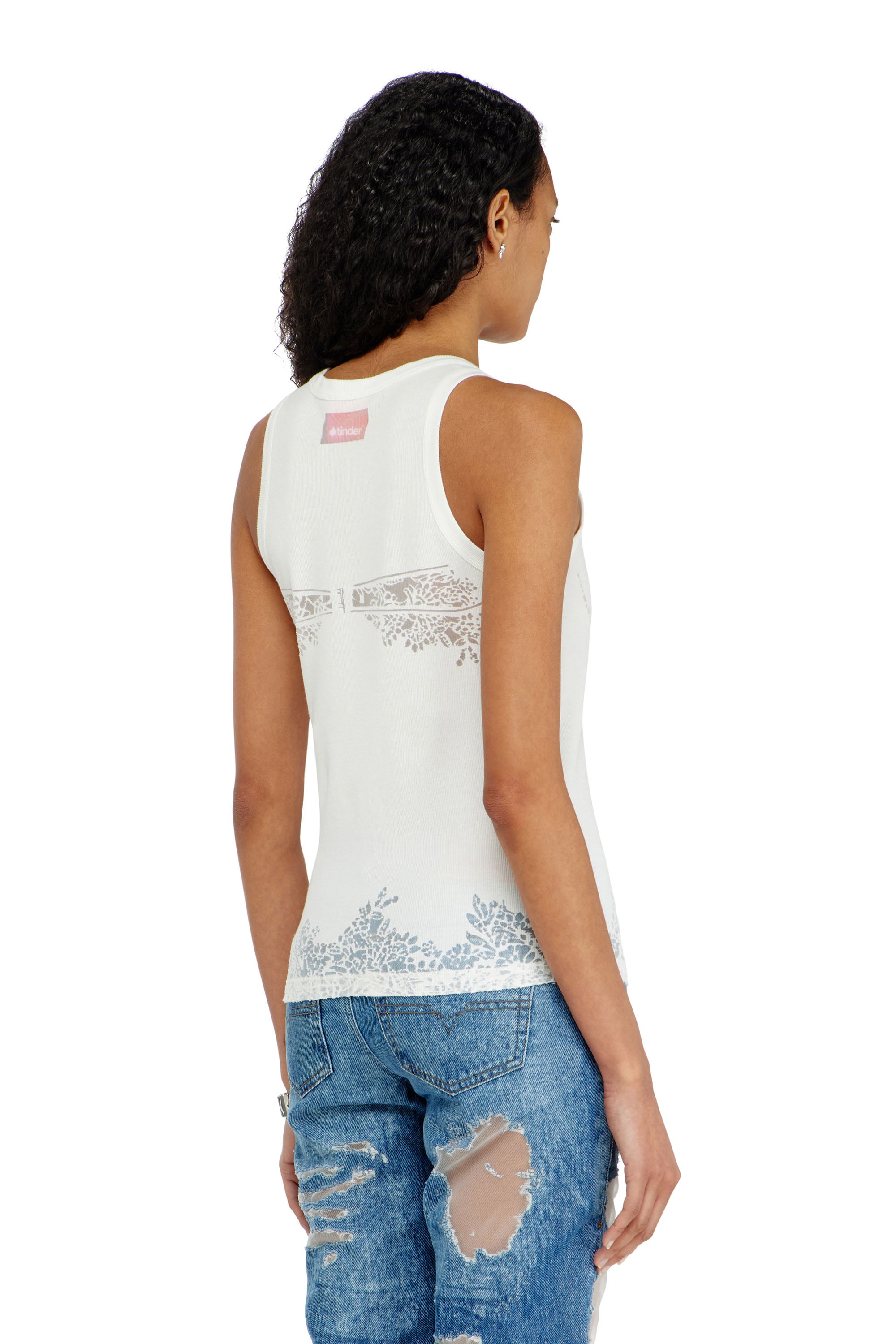 Diesel - PR-T-ANKI-LACE-R, Female's Tank top with devor&eacute; lace effect in ホワイト - 2