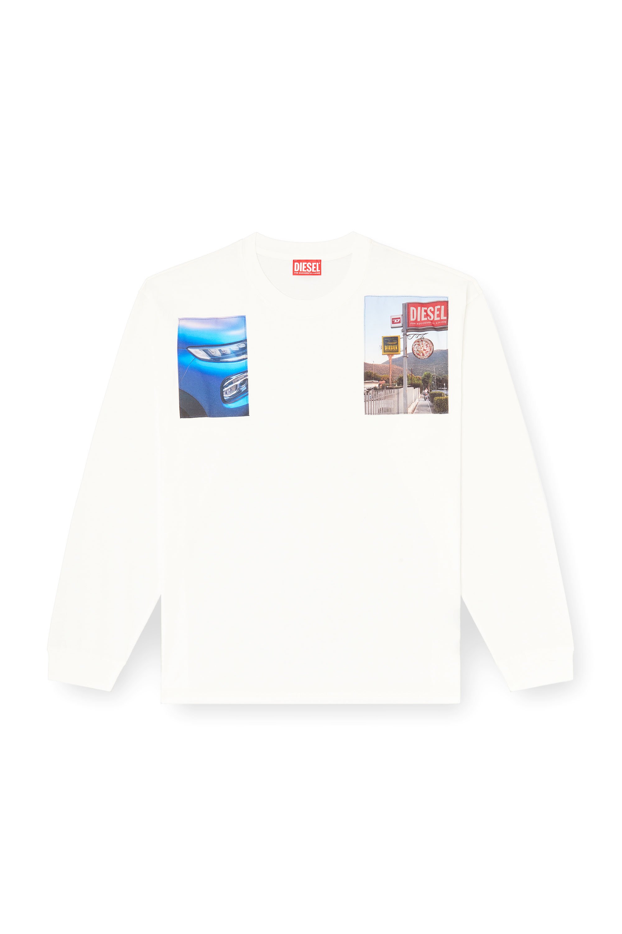 Diesel - T-BOXT-LS-T5, Male's Long-sleeve T-shirt with logo photo patches in ホワイト - 3