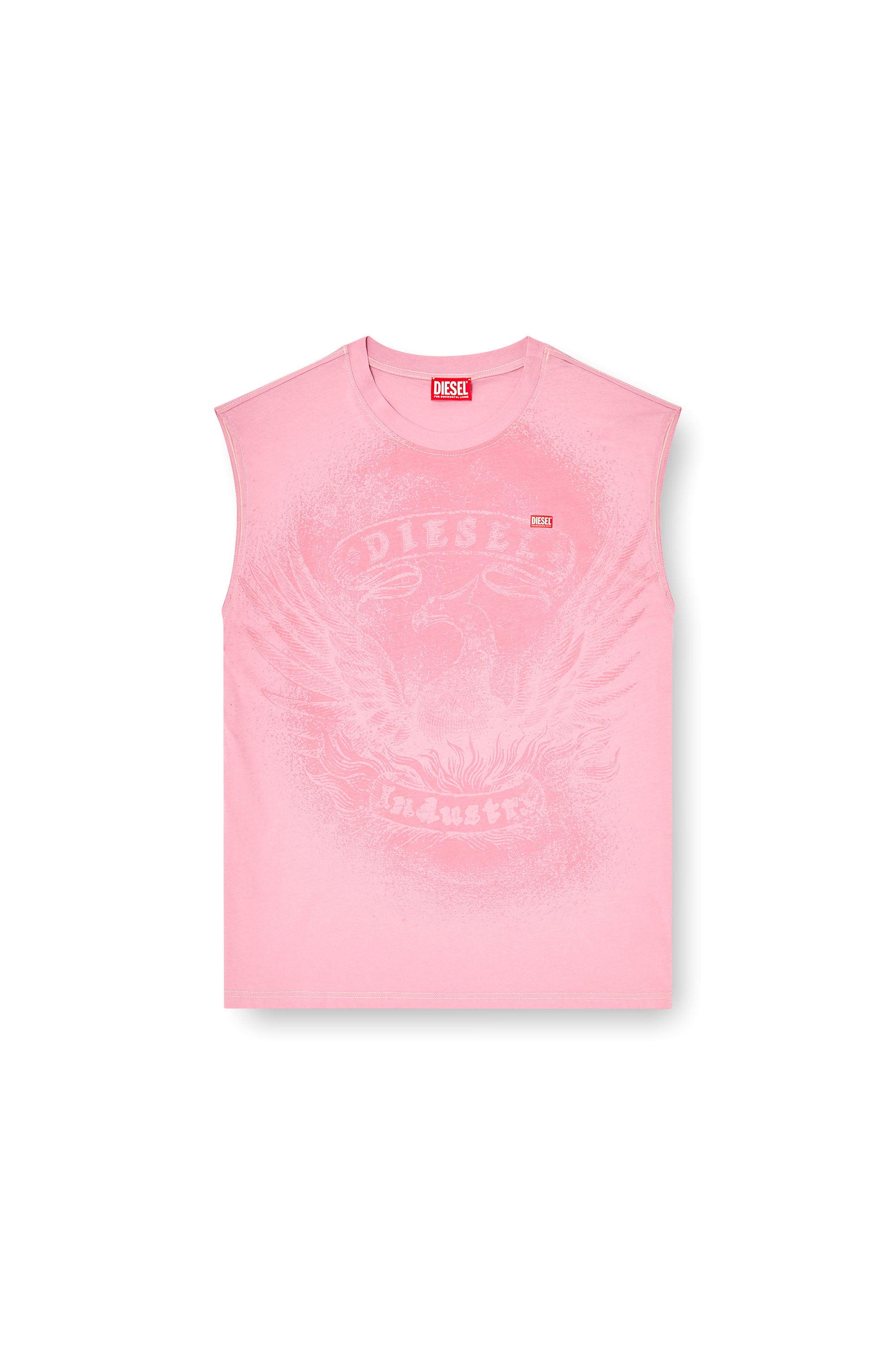 Diesel - T-BOXT-SL-NOTCH, Male's スリーブレストップ in ピンク / ホワイト - 2