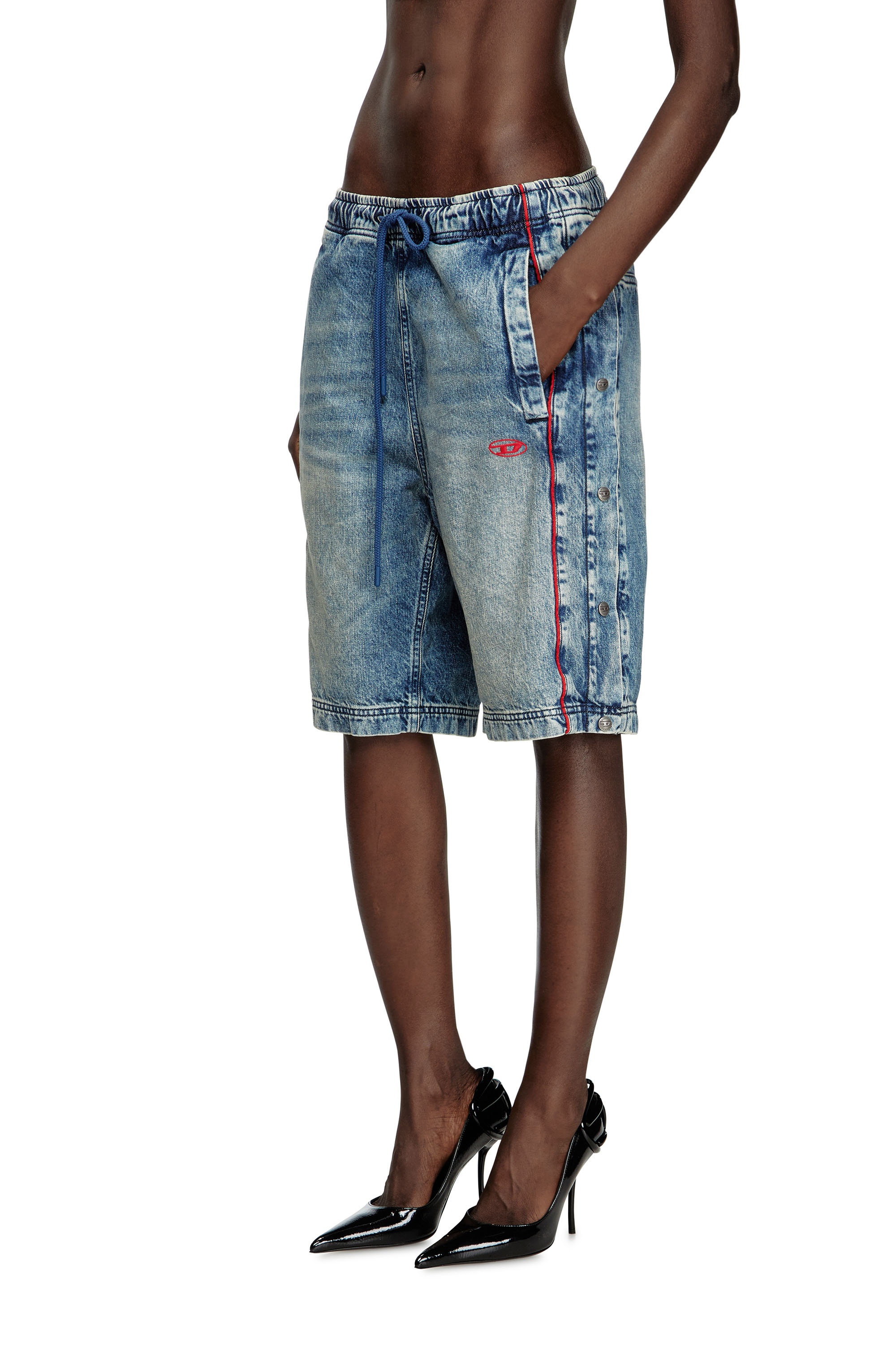 D-AXFOR-SHORT-S, ミディアムブルー Diesel - D-AXFOR-SHORT-S, Unisex's Denim shorts with red piping in ミディアムブルー - 6