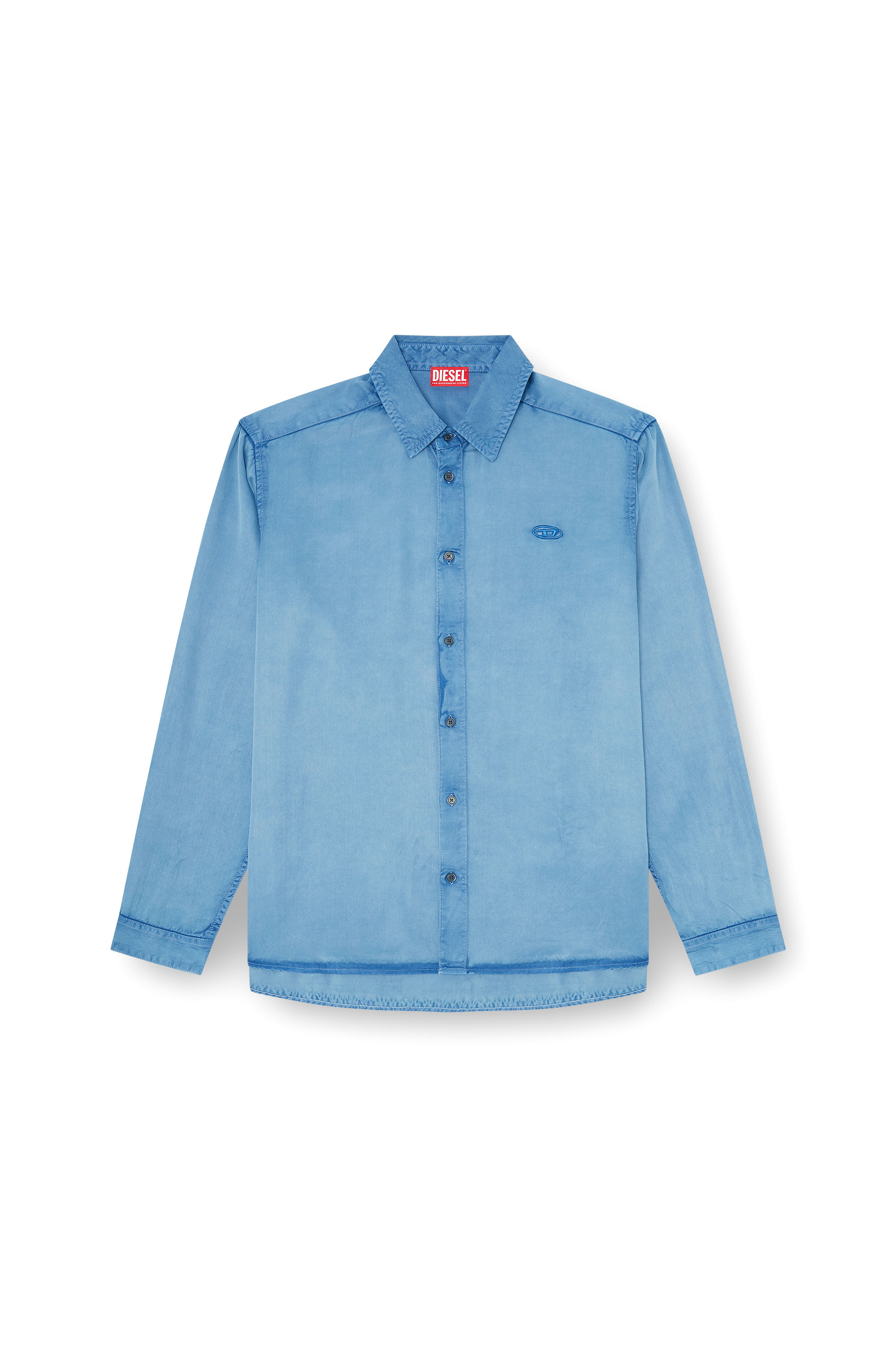 Diesel - S-HOLG, Male's Shirt in denim-effect satin in null - 2