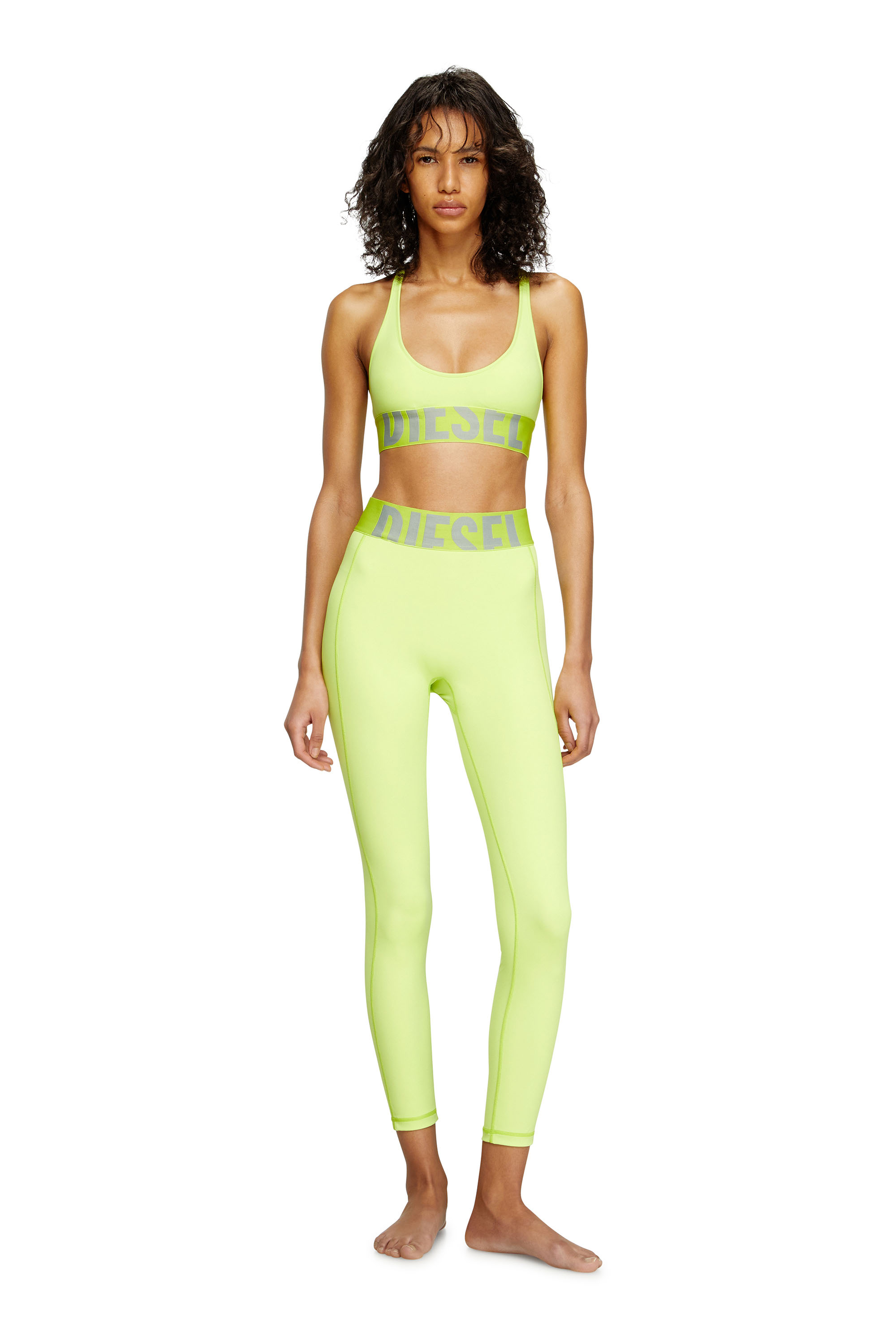 Diesel - ALLISON-D-POP, Female's Microfibre sports bra with cut-off logo in 蛍光グリーン - 2