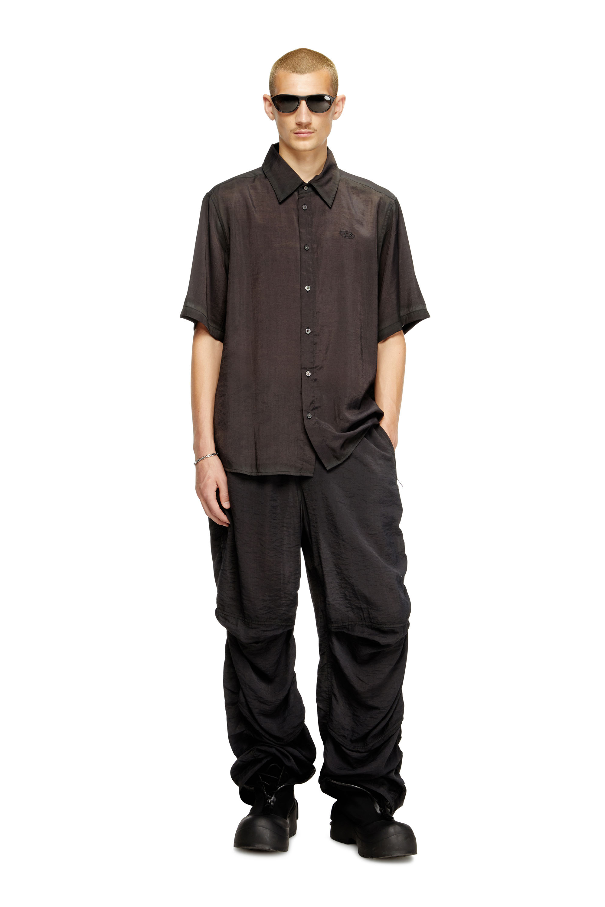 Diesel - S-SIMPLY-SS-LHBA, Male's 半袖シャツ in ダークグレー - 1