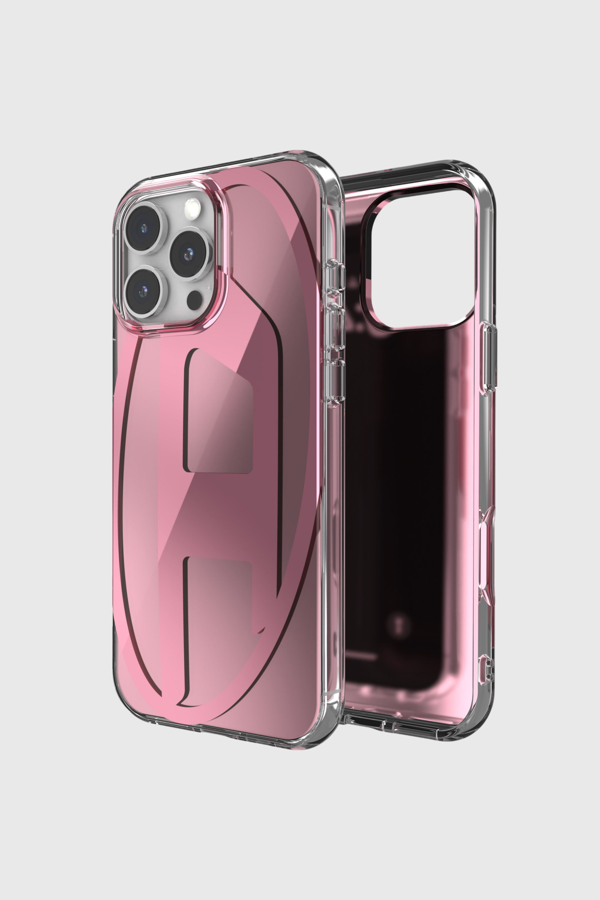 Diesel - 60166 AOP CASE, Unisex's Oval D Mirror Case for iP 16 Pro Max in ピンク / ホワイト - 1